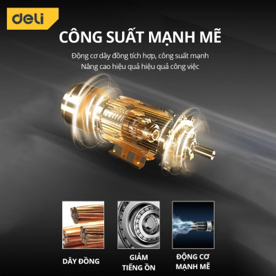 Máy Cắt Đá Deli, Công Suất Mạnh Mẽ 1250W, Động Cơ Lõi Đồng Giảm Tiếng Ồn, Sử Dụng Ổn ĐỊnh, Bền Bỉ DL6352