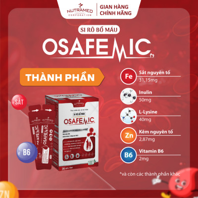 Siro Osafemic hỗ trợ tăng khả năng tái tạo giảm nguy cơ thiếu máu do thiếu sắt ở trẻ và người lớn (20 gói) - Nutramed