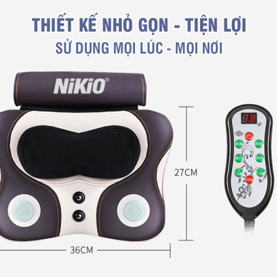 Máy (Gối) Massage Đấm Bóp Cổ Vai Gáy Nikio NK-136AC - Con Lăn 3D Xoa Bóp Chuyên Sâu Kết Hợp Hồng Ngoại Trị Liệu Đau Mỏi Cổ, Hỗ Trợ Mát Xa Lưng