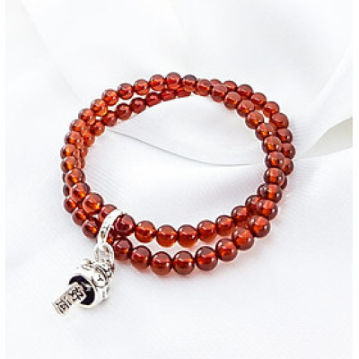 Vòng Tay Mệnh Hỏa, Thổ Đá Garnet Mix Charm Mèo May Mắn