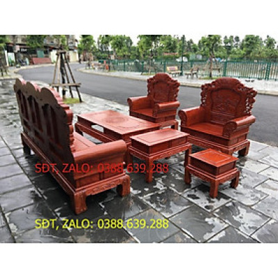 bộ bàn ghế phòng khách khổng tử gỗ hương đá