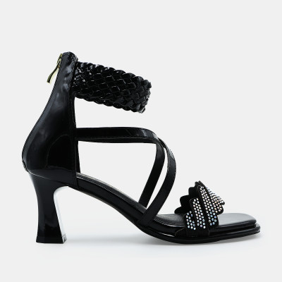 Giày cao gót nữ đẹp đế vuông 6 phân hàng hiệu rosata hai màu đen đồng thời trang cao cấp ro540