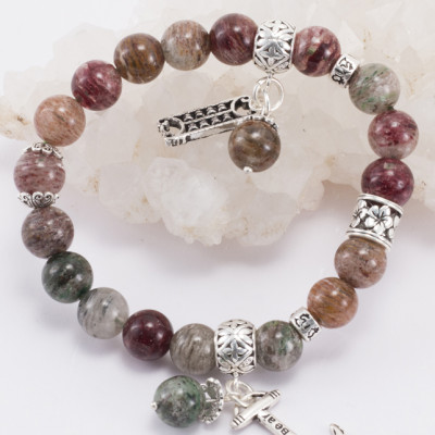 Vòng Đá Thạch Anh Ưu Linh Đa Sắc Phối Charm Bạc (9mm) Ngọc Quý Gemstones