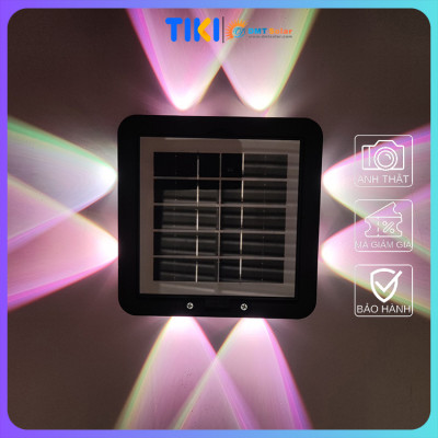 Đèn ốp tường hắt tường 4 đầu 8 tia năng lượng mặt trời HT08-RGB