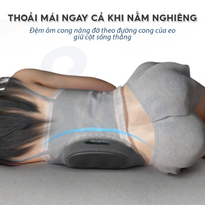 Đệm kê lưng chống thoát vị đĩa đệm EMA tích hợp massage rung & chườm nóng, gối kê lưng giảm đau lưng, tăng tuần hoàn máu