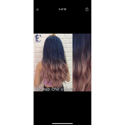 Tóc giả kẹp chữ u 3/4 đầu xù sóng ombre