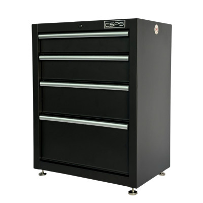 Tủ dụng cụ CSPS 61cm - 04 hộc kéo màu đen chân tăng chỉnh (tay cầm trắng)
