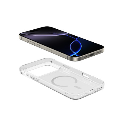 [Dành cho Iphone 17 Pro max] Ốp Lưng Trong Suốt Sạc Không Dây Có Nút Control Camera MIPOW KINGBULL Magnetic Tempered Glass_ Hàng chính hãng