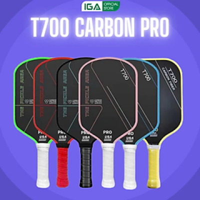 Vợt Pickleball Carbon T700 Pro mặt vợt phủ cacbon, khối lượng siêu nhẹ mặt nhám bám bóng 16mm - PK07