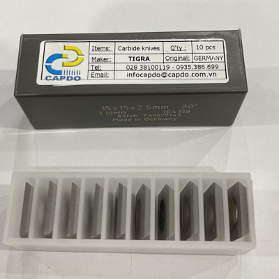 Dao mảnh hợp kim Tigra/Đức 15x15x2.5/D=6.2/R=0.5/30°/T10MG - 104118