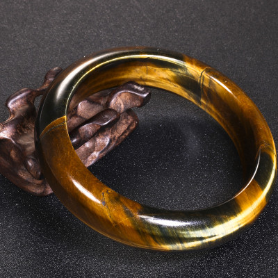 Vòng thạch anh mắt hổ vàng nâu bản hẹ ni 60 mệnh thổ, kim - Ngọc Quý Gemstones