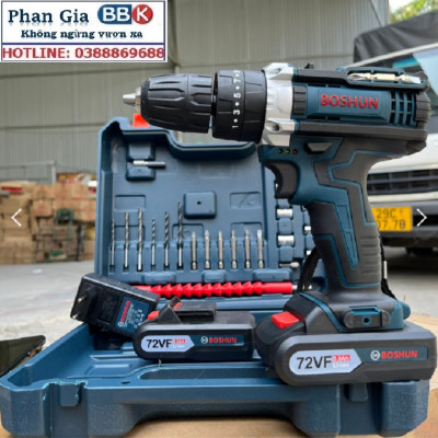 MÁY KHOAN PIN BẮT VÍT BOSHUN 72V CÓ BÚA - 3 CHỨC NĂNG - MOTOR 100% DÂY ĐỒNG - BẢO HÀNH 12 THÁNG