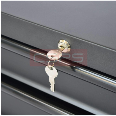 Bộ 2 Tủ dụng cụ CSPS 122cm 05 hộc kéo màu đen mặt ván gỗ kèm vách lưới