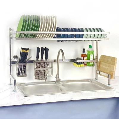 Kệ Bếp Inox Úp Chén Đĩa Đặt Chậu Nhiều Kích Thước - Ngang 67cm đến 1m, có 1 tầng hoặc 2 tầng