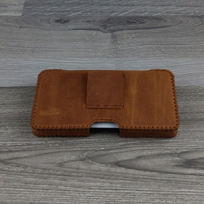 Bao Da Đeo Lưng dành cho iphone 11 pro max Dạng Hộp Da Sáp Nâu Bò