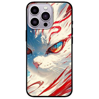 Ốp lưng cho IPhone 14 - 14 Plus - 14 Pro - 14 Pro Max - Mèo Trắng Đỏ - Hàng Chính Hãng