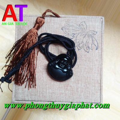 Mặt dây chuyền phật di lặc đá núi lửa (Obisidan)