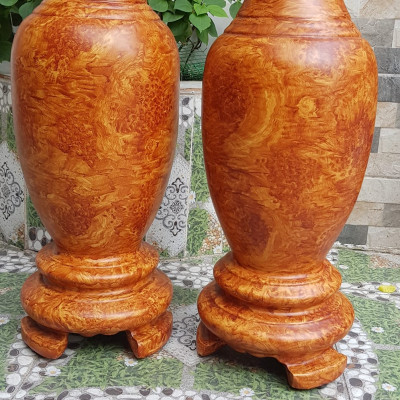 Cặp Bình Gỗ nu gõ hay gõ vẽ nu cao tròn đều đẹp cao 60cm x đk 20cm ý nghĩa bình an , phú quý Anh Chị trưng phòng khách nhà, công ty, bàn thờ thần tài to đẹp ạ