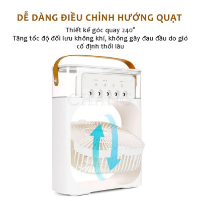 Quạt hơi nước mini, phun sương tạo ẩm 5 đầu làm mát để bàn (Tặng kèm món quà tri ân) - Hàng chính hãng