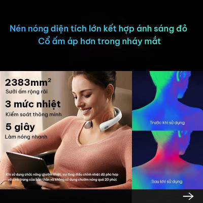 Máy Massage Cổ SKG K5-2 giúp giảm đau do thoái hóa, thoát vị đĩa đệm cổ, đau mỏi do sai tư thế với xung điện, chườm nóng
