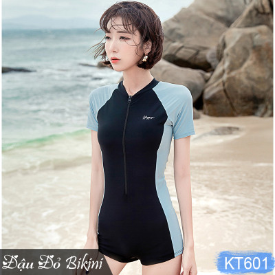 Đồ bơi nữ liền thân quần short áo cộc tay & dài tay, có kèm chân váy lẻ, áo sẵn đệm mút, dáng đùi trẻ trung khoẻ đẹp, giấu bụng tốt, có size to cho nữ đến 68kg   | KT601