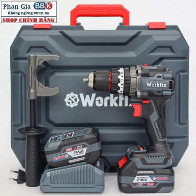 Máy khoan pin 13mm Workfix WF-ID160AK lực siết 160Nm, Không Chổi Than, Chống lật cổ tay-Bảo hành chính hãƞg.