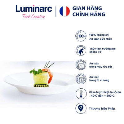 Bộ 3 đĩa (dĩa) thủy tinh sâu lòng Luminarc Everyday 22cm N2056*3 | Hàng chính hãng