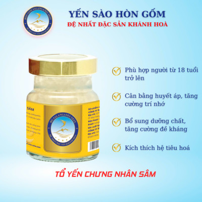 [Hộp 6 Hũ] Tổ Yến Sào Chưng Nhân Sâm - Yến Sào Hòn Gốm Chính Hiệu Khánh Hòa - HGK NEST