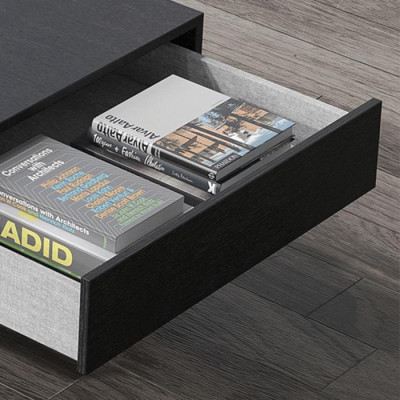 COMBO kệ tivi bàn trà hiện đại vân sồi đen, Bộ nội thất phòng khách cao cấp nhập khẩu