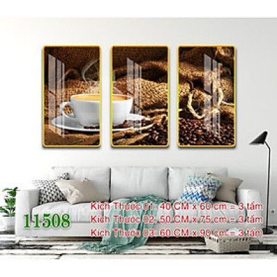Tranh treo tường Quán cà phê 3D/gỗ MDF Hàn Quốc chống ẩm mốc, mối mọt CF
