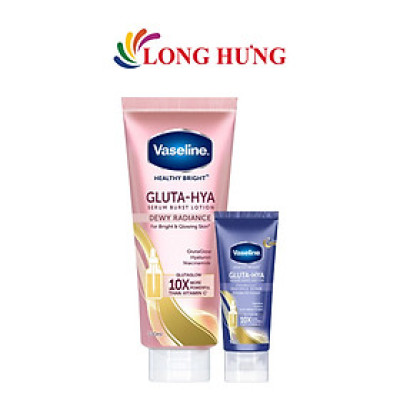 Combo Sữa dưỡng thể ban đêm Vaseline Gluta-Hya Serum Burst Lotion Dewy Radiance (330ml) + Sữa dưỡng thể ban đêm Vaseline Gluta-Hya 10X (70ml) - Hàng chính hãng