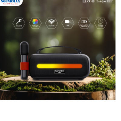 Loa bluetooth  Soundmax M-3 trợ giảng xách tay nhỏ gọn kèm 1 mic - Hàng Chính Hãng