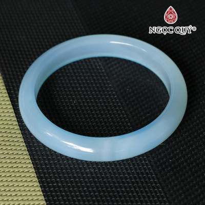 Vòng tay chalcedony thiên thanh bản hẹ (bản 10 - 11mm) - Ngọc Quý Gemstones