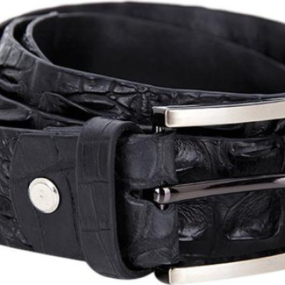 Thắt Lưng Nam Da Cá Sấu Nguyên Con Đầu Kim Bát Gài Huy Hoàng HT4762 - Đen