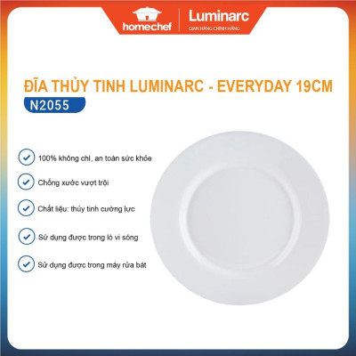 Bộ 6 đĩa thủy tinh nông lòng Luminarc Everyday 19cm N2055*6 | Hàng chính hãng