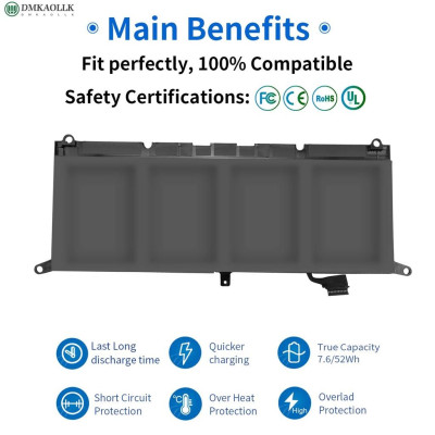 Pin Tương Thích Cho Laptop Dell Inspiron 13 5390 5391 7390 H754V G8Vcf Xps 9370 9380 – Dxgh8 52Wh TEEMO PC TEBAT1399 Hàng Nhập Khẩu