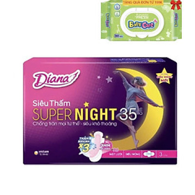 1 Gói Băng Vệ Sinh Diana Supernight 35cm ban đêm 3 miếng- Date luôn mới