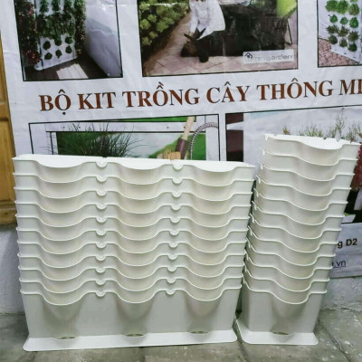 10 tầng Module Trồng Cây Ban Công Cao Cấp dạng Đứng Vertical Có Tưới Nhỏ Giọt Bán tự động (kèm 1 khay nước+ bộ tưới) dành cho ban công KHÔNG có vòi cấp nước nhập khẩu Bồ Đào Nha