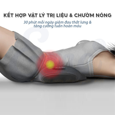 Đệm kê lưng chống thoát vị đĩa đệm EMA tích hợp massage rung & chườm nóng, gối kê lưng giảm đau lưng, tăng tuần hoàn máu