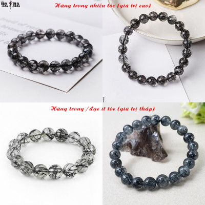 Vòng tay đá thạch anh tóc đen 7A VIP hợp mệnh Thủy, Mộc