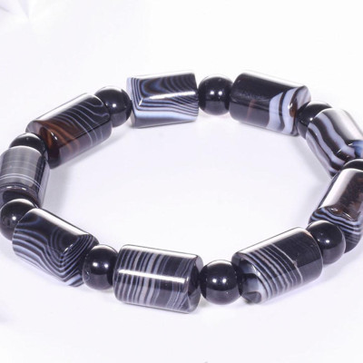 Vòng tay mã não đen đốt trụ 13x10mm mệnh thủy,mộc - Ngọc Quý Gemstones