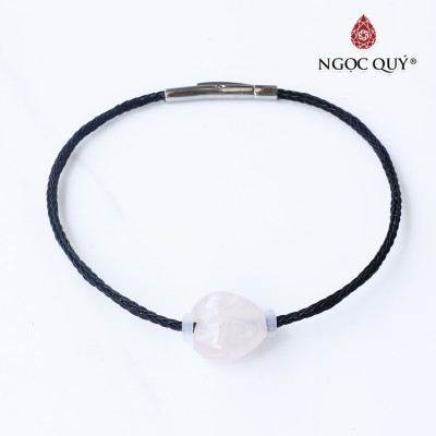 Vòng dây thép đá trái tim thạch anh hồng mệnh hỏa, thổ - Ngọc Quý Gemstones