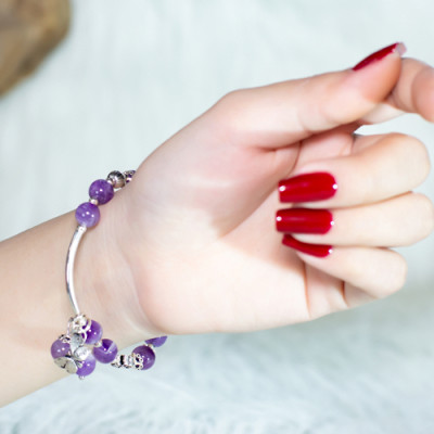 Vong Tay Phong Thủy Thạch Anh Tím Thiên Nhiên Mix Bạc 925 Cho Mạng Kim Thủy, Món Qùa Trang Sức  Phong Thủy May Mắn Ý Nghĩa  VT016