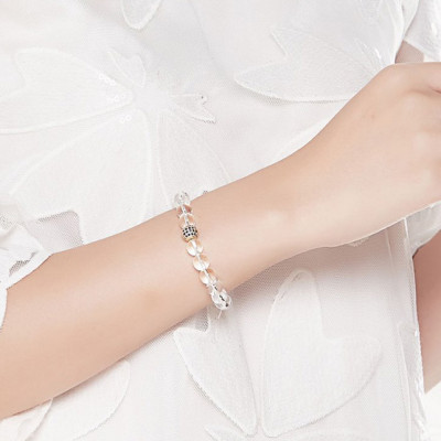 Vòng Đá Thạch Anh Trắng Phối Charm Xi Vàng Đính Đá Ngọc Quý Gemstones VT51