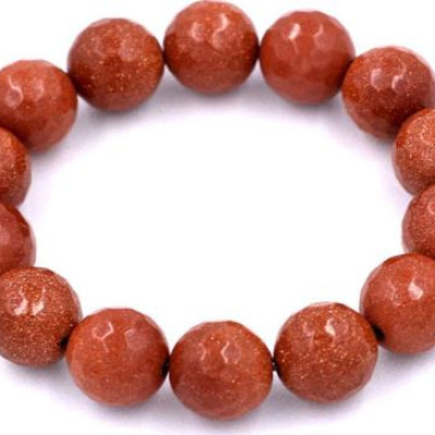 Vòng tay chuỗi hạt Đá Kim Sa Cắt Giác 14 ly 13 hạt - hợp mệnh Kim, mệnh Thổ