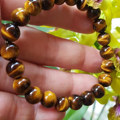 Vòng tay phong thuỷ may mắn nữ đá mắt hổ tự nhiên vàng nâu bóng mượt đẹp Size nữ vòng hạt 8mm Vòng hợp nữ mệnh kim mệnh thổ mệnh Thủy đeo tay đẹp ạ 