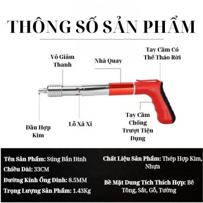 Máy Bắn Đinh Bê Tông Sắt Thép Hạt Nổ – Công Suất Lớn, Siêu Bền, Tặng Đinh & Hộp Dụng Cụ Sẵn Sàng Sử Dụng