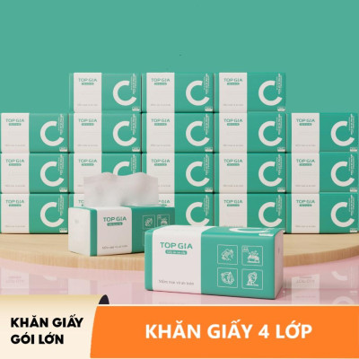 thùng 20 gói giấy rút  Top Gia chữ C 1 gói lớn 100 rút 4 lớp siêu dai và không bị bụi giấy