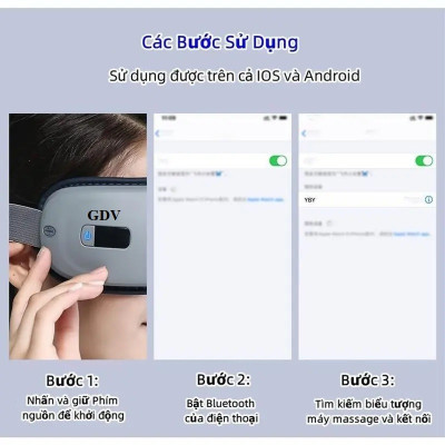 Máy Massage Mắt GDV Kết Hợp Chế Độ Rung Kết Nối Bluetooth, Làm Giảm Căng Thẳng Mệt Mỏi Và Lưu Thông Máu Cho Mắt - Hàng Chính Hãng