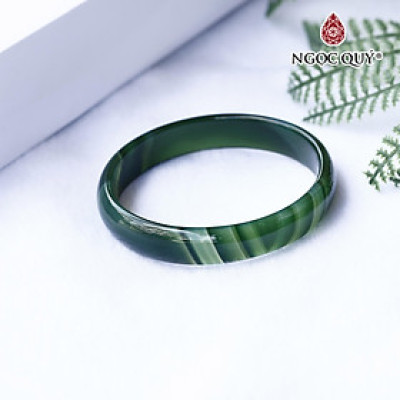 Vòng đá mã não xanh rằn ri bản mỏng Ni56 - Ngọc Quý Gemstones